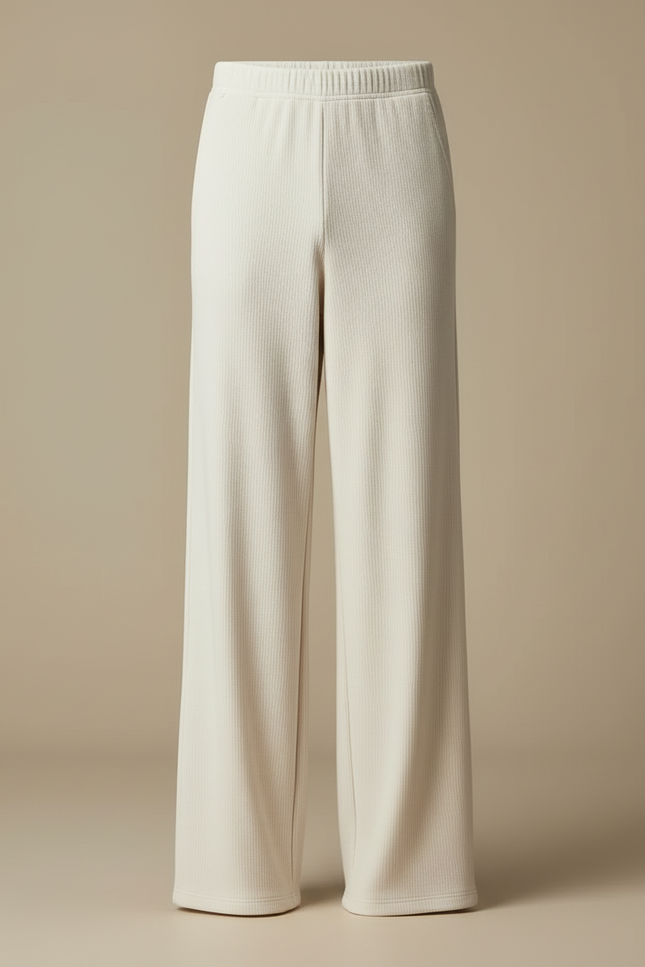 Pantalon Blanc Côtelé Droit Ample Confortable Homme - Cordé - vue 3