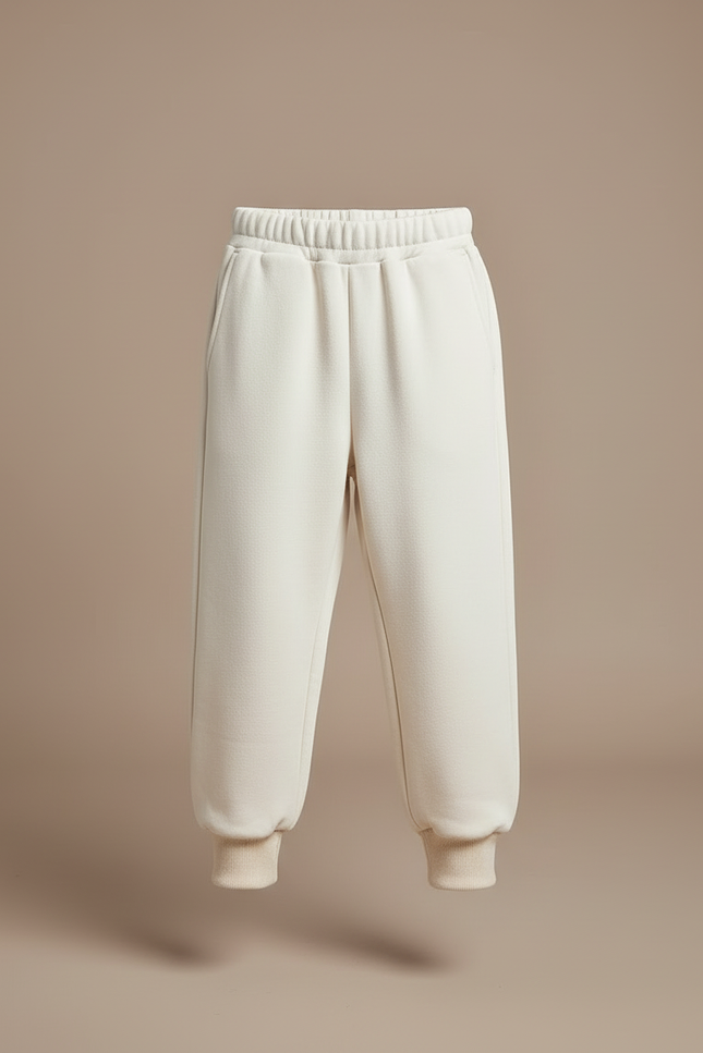Pantalon Blanc Harem Coton Unisexe Décontracté - Beige Molleton - vue 3
