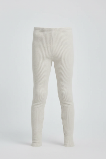 Pantalon Blanc Côtelé Slim Enfant Confortable - Beige Maille - vue 3