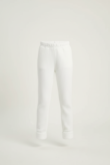 Pantalon Blanc Côtelé Molletonné Confortable Enfant Fille - vue 3