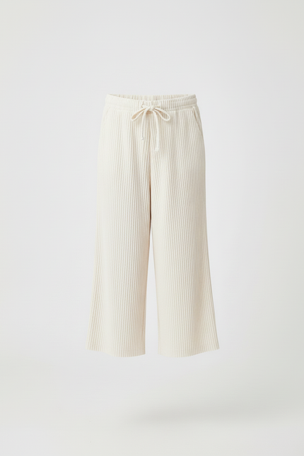 Pantalon Blanc Plissé Ample Décontracté Enfant Côtelé - Cordé - vue 3