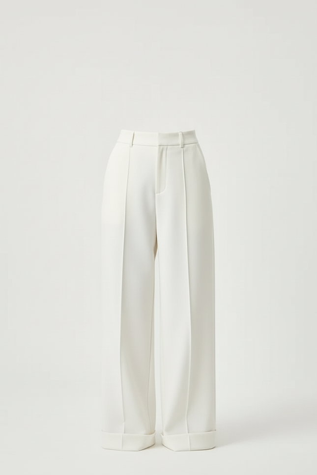 Pantalon Blanc Ample Fluide Élégant Décontracté - Polyester - vue 3