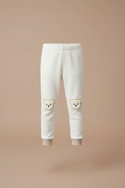 Pantalon Blanc Côtelé Ours Confortable Bébé Garçon Fille - Cordé - vue 3