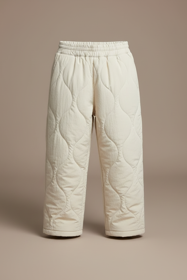 Pantalon Blanc Matelassé Garçon Chaud Hiver Décontracté - Beige Polyester - vue 3