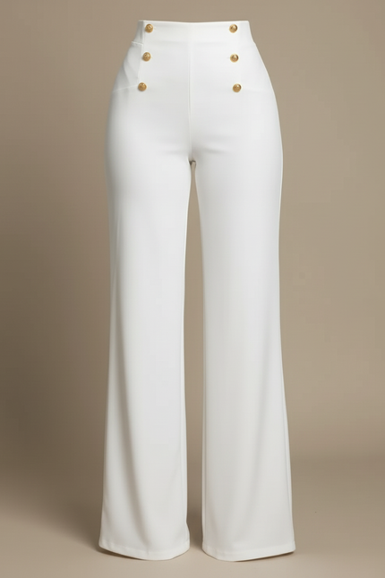 Pantalon Marin Blanc Femme - Polyester - vue 3