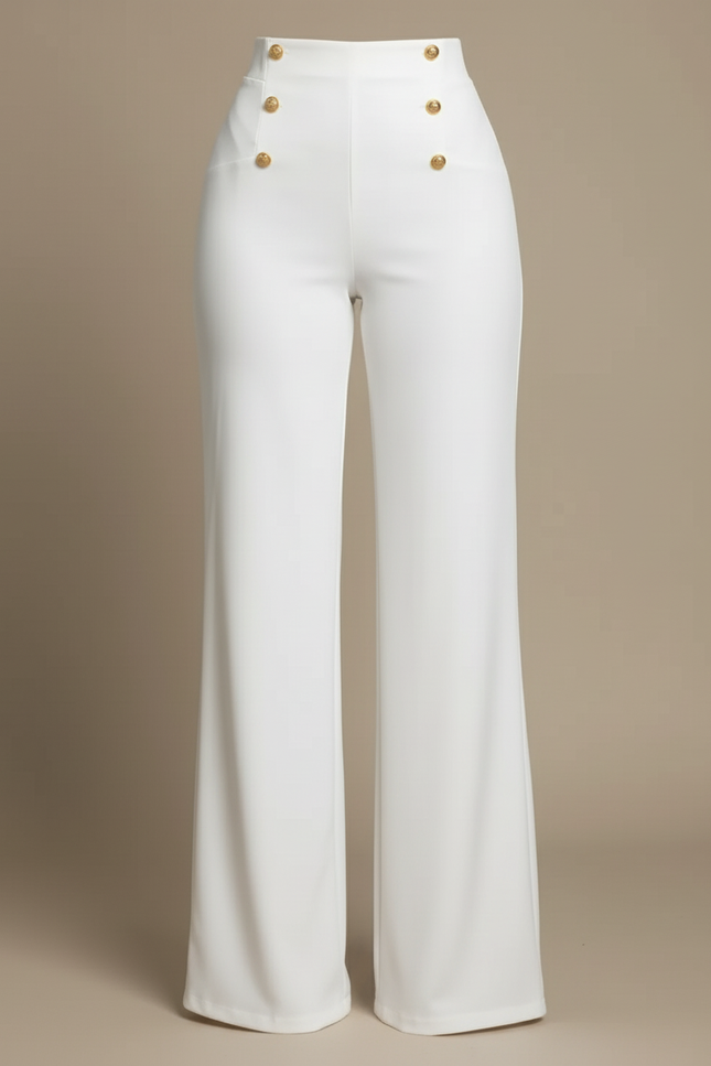 Pantalon Marin Blanc Femme - Polyester - vue 3