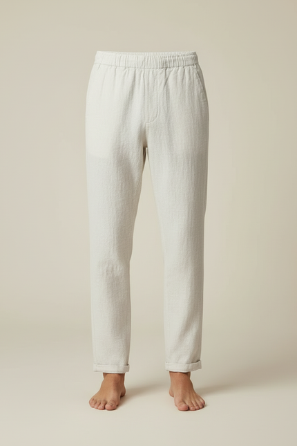 Pantalon Blanc Lin Confortable Décontracté Cordon Homme - vue 3