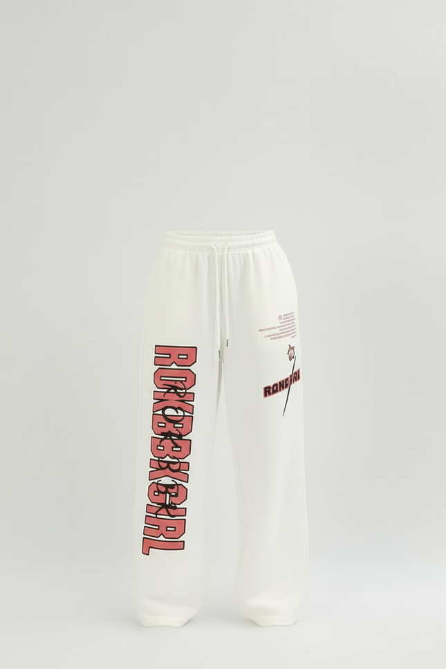 Pantalon Blanc Large Imprimé Décontracté Femme - Molleton - vue 3