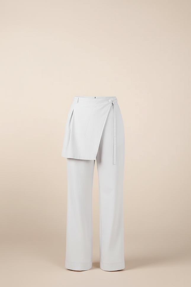 Pantalon Blanc Fluide Ample Élégant Jupe-Culotte - Gabardine - vue 3