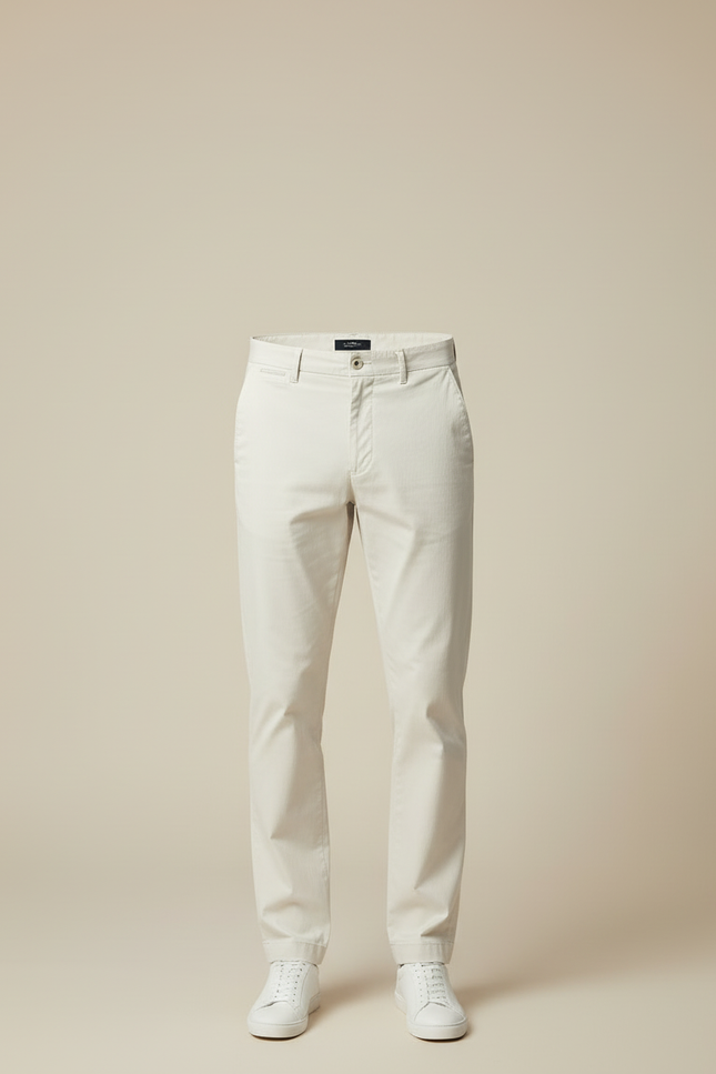 Pantalon Blanc Coton Slim Casual Homme - Beige - vue 3