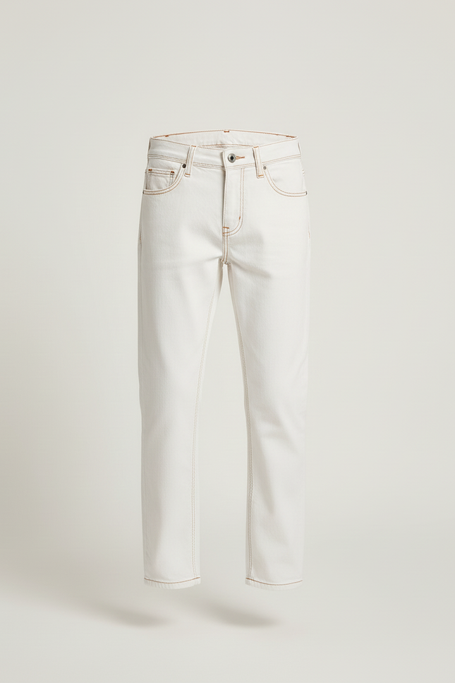 Pantalon Blanc Jeans Coupe Droite Décontracté Garçon - vue 3