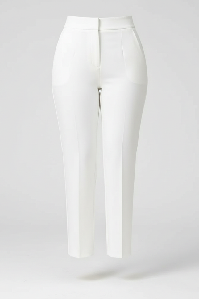 Pantalon Blanc Taille Haute Slim - Polyester - vue 3