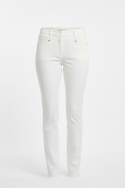 Pantalon Blanc Ajusté Stretch Femme Élégant - Gabardine - vue 3