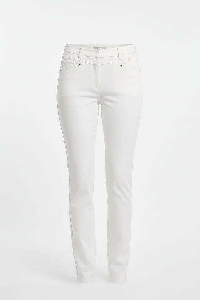 Pantalon Blanc Ajusté Stretch Femme Élégant - Gabardine - vue 3