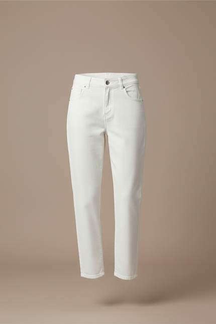 Pantalon Blanc Jean Décontracté Taille Haute Femme - vue 3