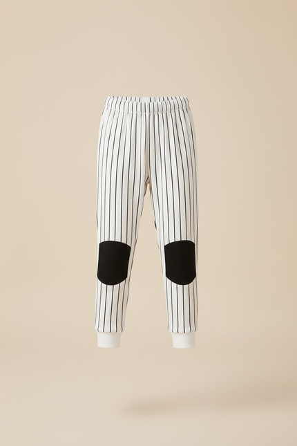 Pantalon Blanc Rayé Coton Décontracté Enfant - Molleton - vue 3