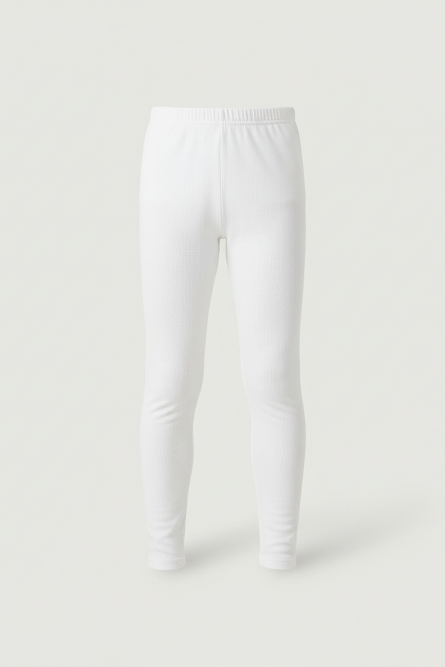 Pantalon Blanc Enfant Thermique Côtelé Doux Confortable - Molleton - vue 3