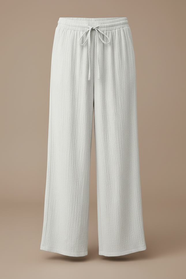 Pantalon Blanc Fluide Ample Confortable Décontracté Côtelé - Cordé - vue 3