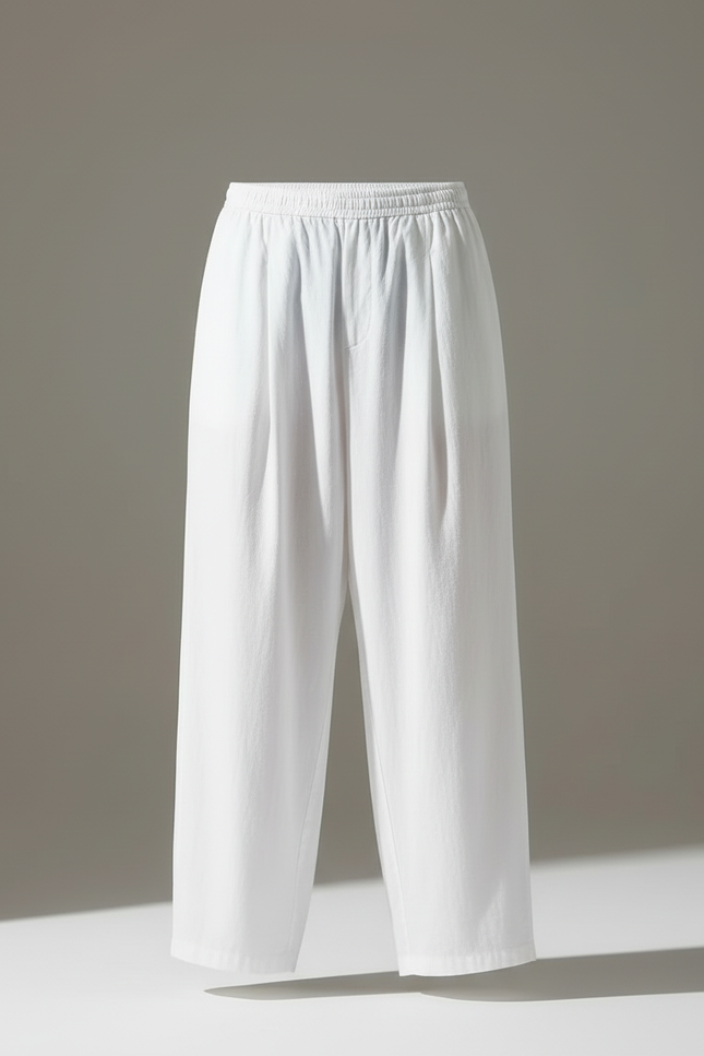 Pantalon Blanc Ample Droit Lin Homme Décontracté - vue 3
