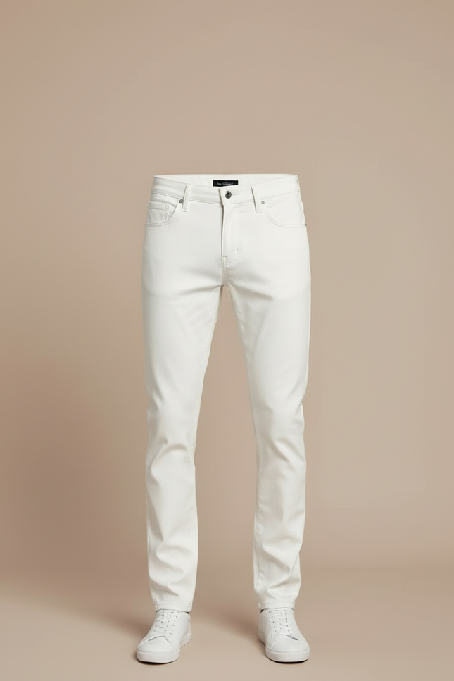 Pantalon Blanc Homme Slim Fit Décontracté Coton - vue 3