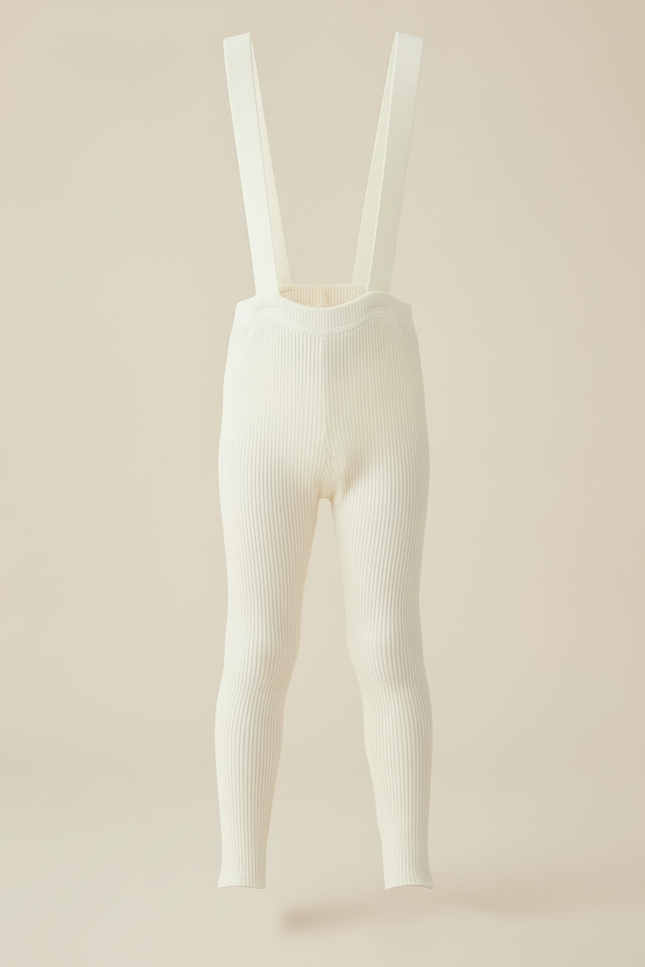 Pantalon Blanc Côtelé Bretelles Confortable Enfant - Cordé - vue 3