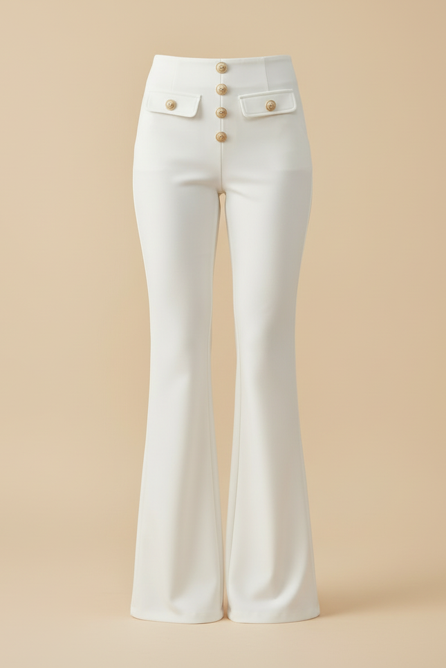 Pantalon Marin Femme Blanc - Gabardine - vue 3