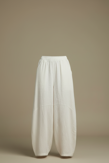Pantalon Blanc Ample Lin Décontracté Confortable - vue 3