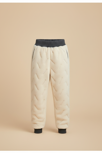 Pantalon Blanc Molletonné Chaud Enfant Hiver - Beige - vue 3