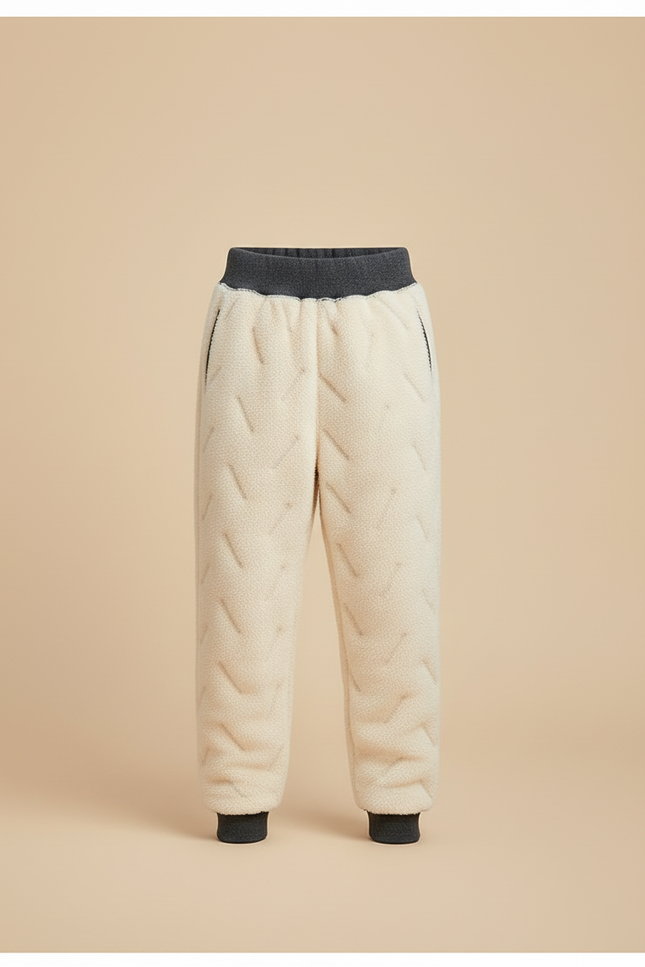 Pantalon Blanc Molletonné Chaud Enfant Hiver - Beige - vue 3