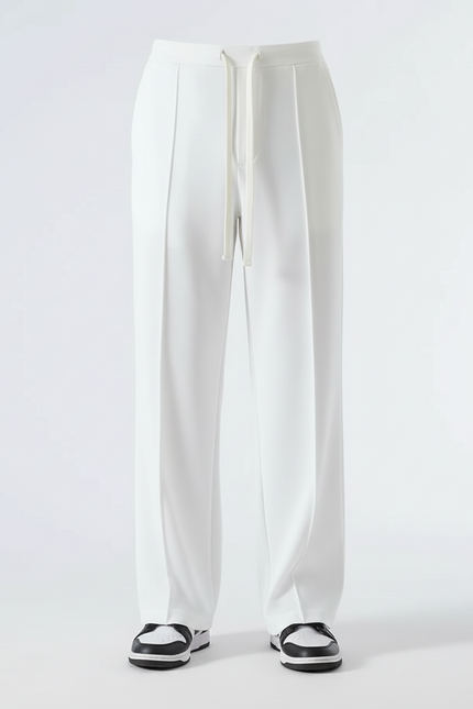 Pantalon Blanc Droit Ample Cordon Décontracté - Polyester - vue 3