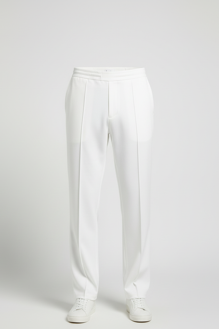 Pantalon Blanc Homme Droit Décontracté Élégant - Polyester - vue 3