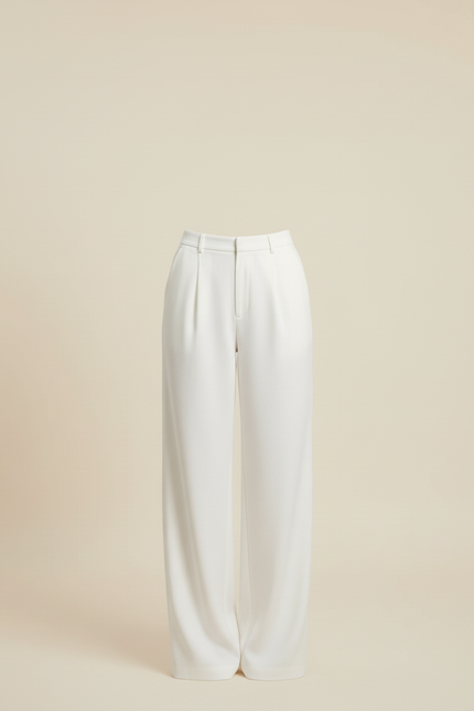 Pantalon Évasé Blanc - Laine - vue 3