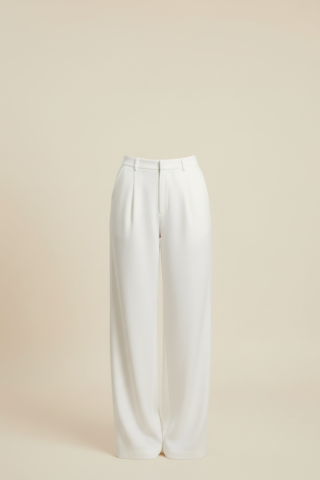 Pantalon Évasé Blanc - Laine - vue 3