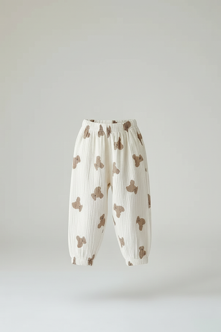 Pantalon Blanc Oursons Mignons Ample Coton Bébé - vue 3