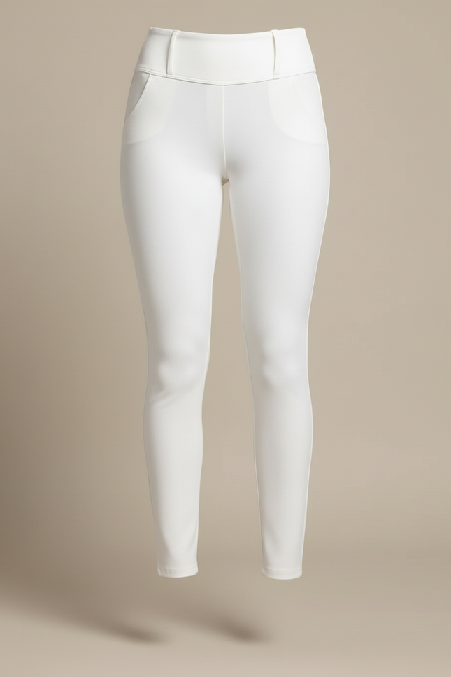 Pantalon Blanc Skinny Taille Haute - Polyester - vue 3