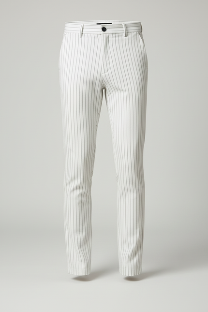 Pantalon Rayé Gris Blanc - Gabardine - vue 3