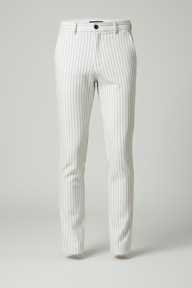 Pantalon Rayé Gris Blanc - Gabardine - vue 3