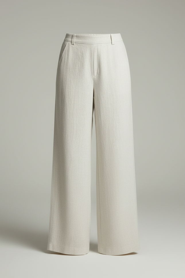 Pantalon Blanc Fluide Lin Coton Ample Décontracté - vue 3