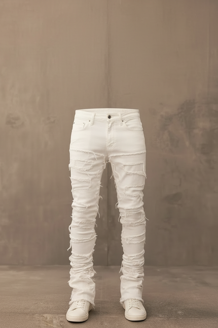 Pantalon Blanc Déchiré - Jean - vue 3