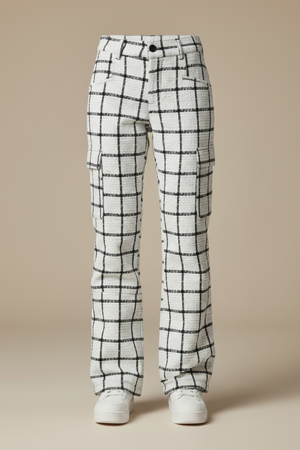 Pantalon Carreaux Noir Blanc - Imprimé Tweed - vue 3