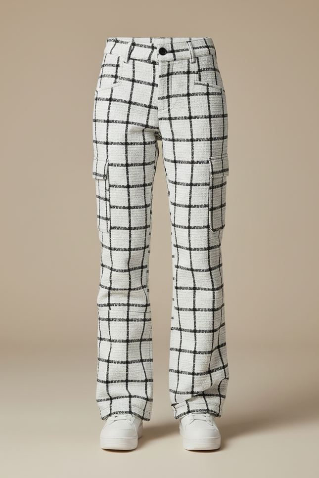 Pantalon Carreaux Noir Blanc - Imprimé Tweed - vue 3