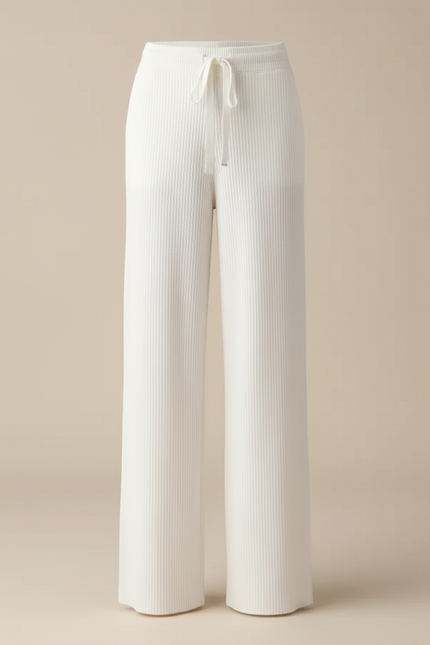 Pantalon Blanc Evase Femme - Maille - vue 3