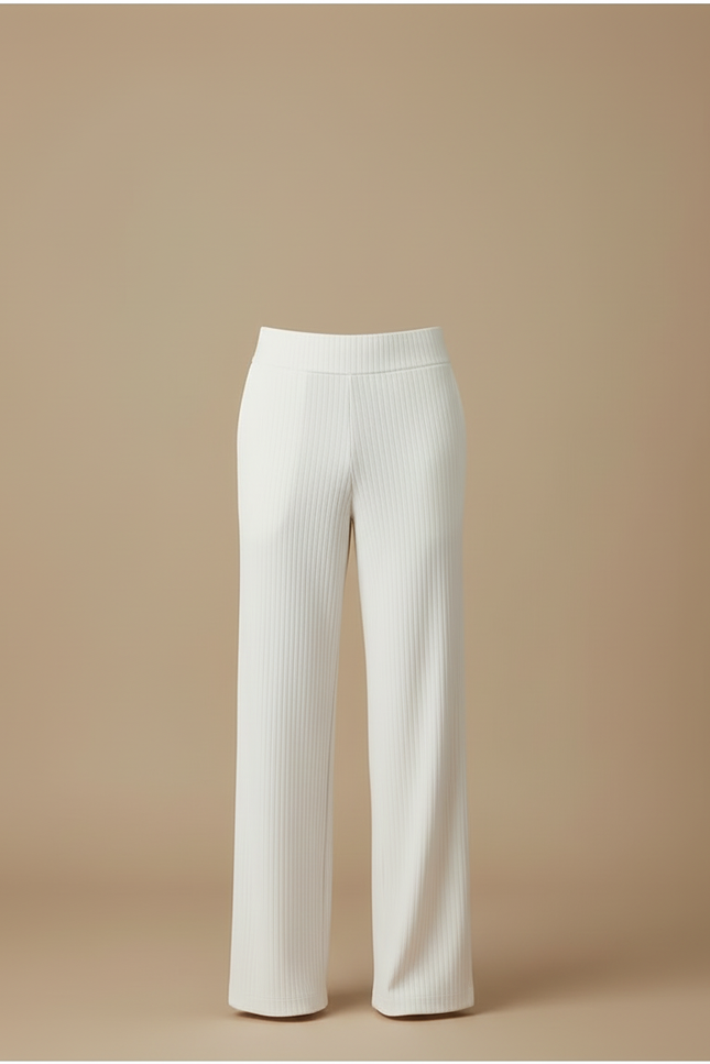 Pantalon Blanc Côtelé Ample Droit Élégant Homme - Cordé - vue 3