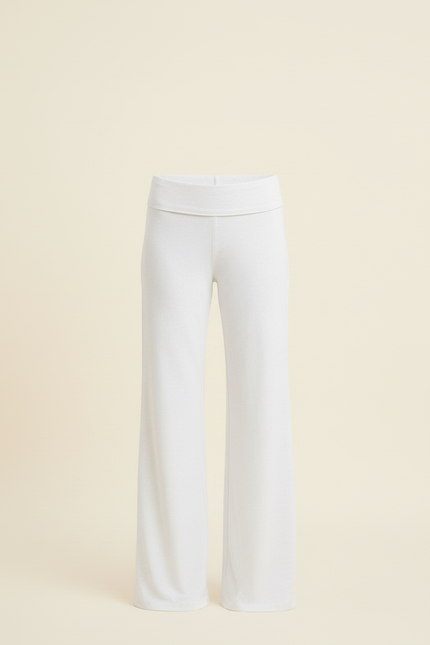 Pantalon Blanc Ample Confortable Évasé Taille Basse - Molleton - vue 3