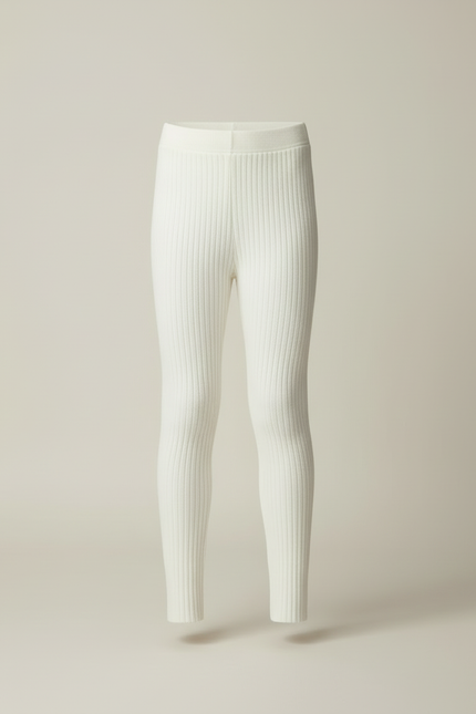 Pantalon Blanc Côtelé Tricoté Slim Fille Confortable - Maille - vue 3