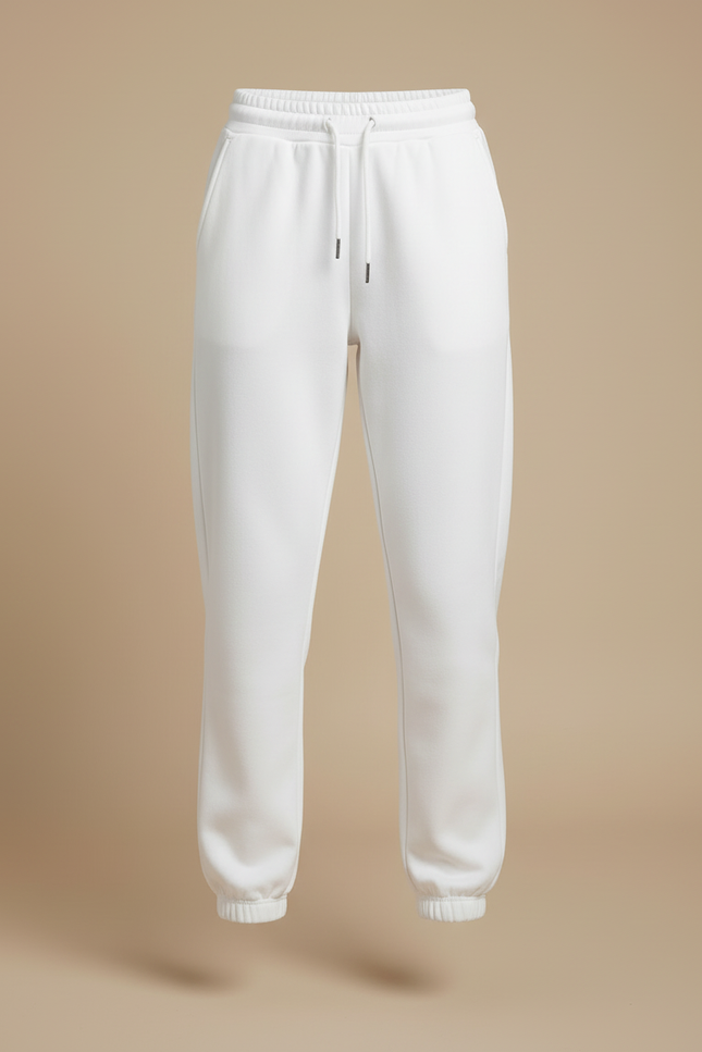 Pantalon Blanc Molletonné Décontracté Ample Cordon Cheville - vue 3