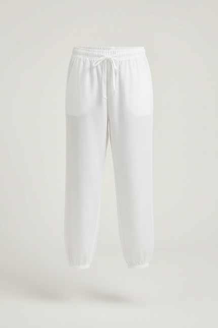 Pantalon Blanc Coton Ample Décontracté Enfant Fille - Lin - vue 3