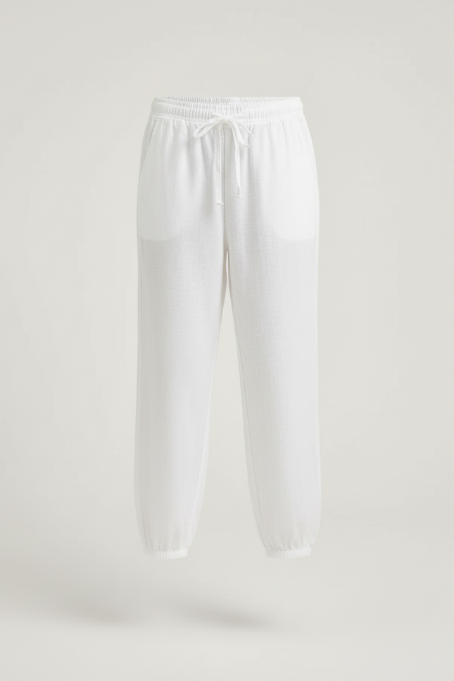 Pantalon Blanc Coton Ample Décontracté Enfant Fille - Lin - vue 3