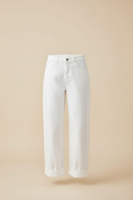 Pantalon Blanc Large Décontracté Femme Denim - Jean - vue 3