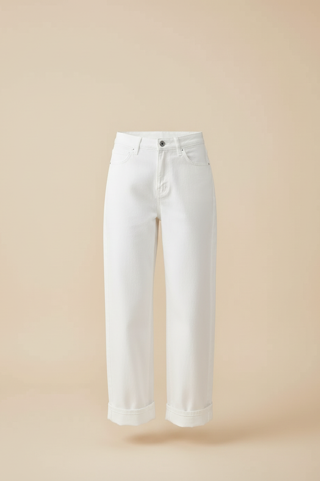 Pantalon Blanc Large Décontracté Femme Denim - Jean - vue 3